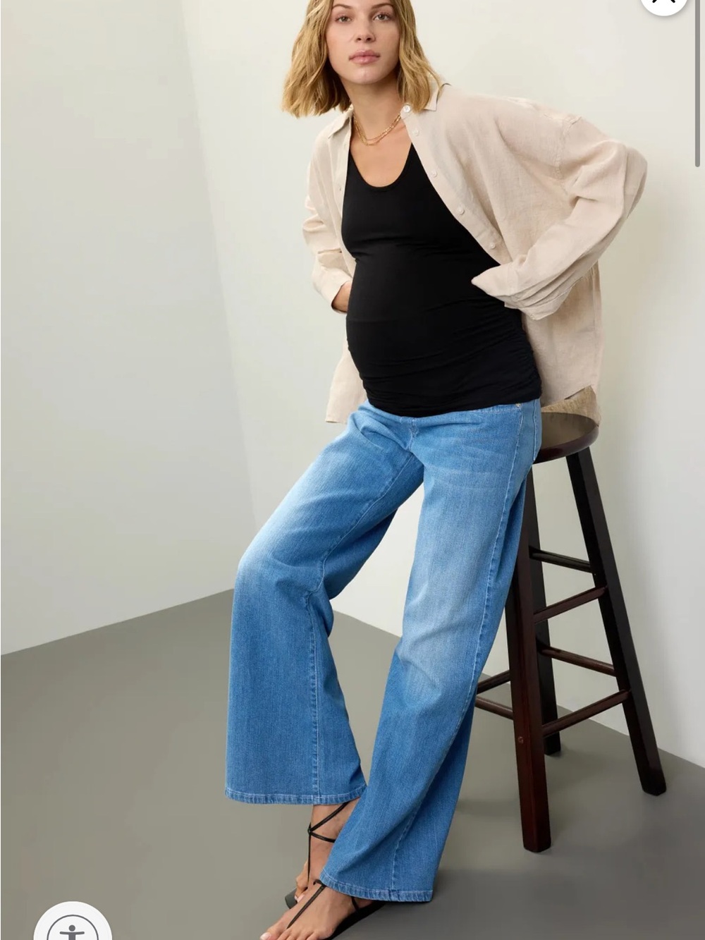 Pietro Brunelli Light Blue Wide-Leg Maternity Jeans